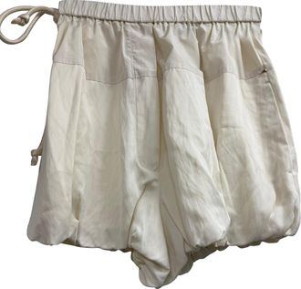 Sportmax Drawstring Puffball Shorts in White Viscose