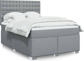 vidaXL Cama Box Spring Con Colch&oacute;n Tela Gris Claro 160x200 Cm Vidaxl