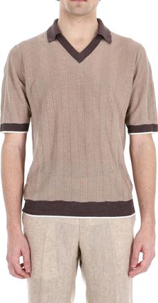 Ballantyne V-Neck Linen Tennis Polo