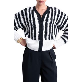 Topshop Vertical Stripe Cardigan in White Multi at Nordstrom Rack, Size Large