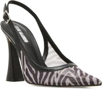 Steve Madden Blare Slingback Pointed Toe Pump in Zebra Mesh at Nordstrom, Size 8.5