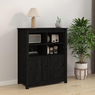 vidaXL Aparador De Madera Maciza De Pino Negro 83x41,5x100 Cm Vidaxl