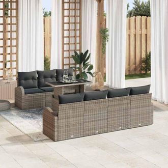 vidaXL Vidaxl - Conjunto De Sof&aacute; De Jard&iacute;n Manual 8 Pcs Gris 100 X 55 X 73 Cm