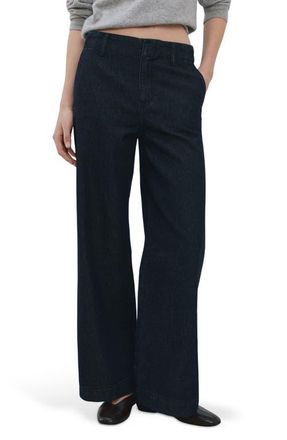 Mango Mid Rise Wide Leg Trouser Jeans in Open Blue at Nordstrom, Size 0