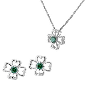 Orphelia Saffina WoMens 925 Sterling Silver Set: Chain-Pendant + Earrings - SET-7081 - One Size