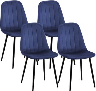Clp Clp - Juego De 4 Sillas De Comedor Baxter En Terciopelo Azul