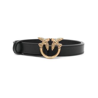 Pinko Love Birds H2 Belt - Dames - Riemen - Zwart - S - Leer - Accessoires