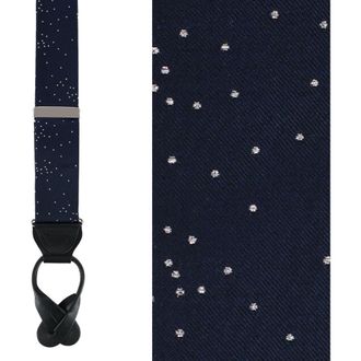 Trafalgar Store Mystere Metallic Star Light Silk Button End Suspenders in Navy at Nordstrom