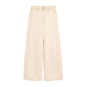 Ami Wide Trousers, female, Beige, Size: W26 Wide Leg Tailored Trousers