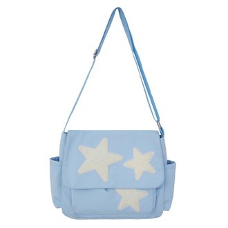 Generic Multi-Pockets Star Crossbody Pouch Lightweight Adjustable Strap Large Capacity Women Solid Shoulder Bag Slouchy Shopper Bag (Blue)