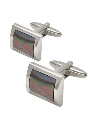 Lindenmann Manschettenknöpfe mit Einfassung in Perlmutt-Optik in Beige, Größe 1