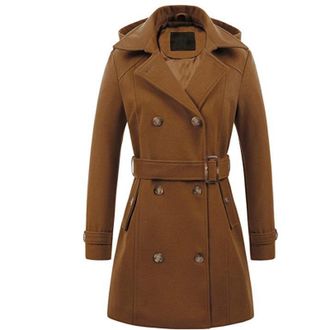 Generic 2024 Trench Coats For Women Uk Fashion Casual Solid Colour Womens Elegant Winter Overcoat Lapel Double Breasted With Belts Long Sleeve Wool Coat Pocke
