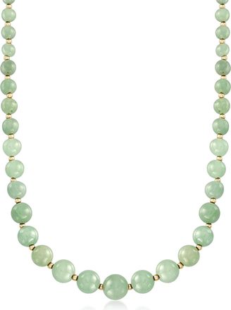 Ross-Simons 6-12mm Green Jade Bead Necklace With 14kt Yellow Gold