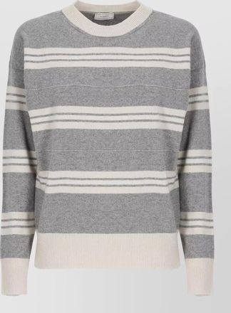 PESERICO virgin wool silk cashmere striped crewneck sweatshirt