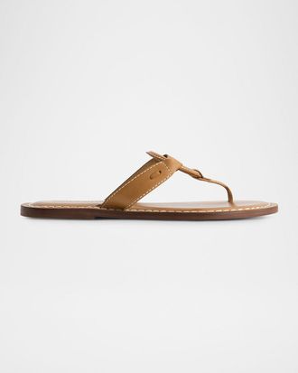 Bernardo Matrix Leather Flat Thong Sandals