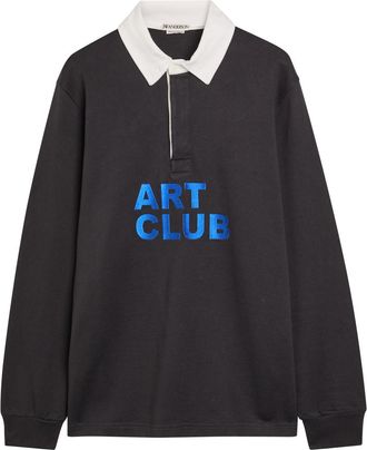 J.W.Anderson Art Club Embroidered Cotton Polo Shirt - Black - XL