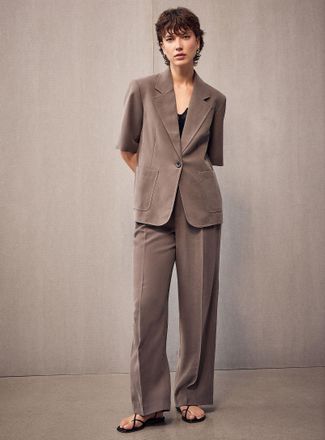 Contemporaine Womens Fluid loose-fit short-sleeve Blazer Jacket