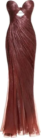 Maria Lucia Hohan Kleedjes, Dames, Bruin, S, Leer, Zephyra Cut-out Maxi Jurk