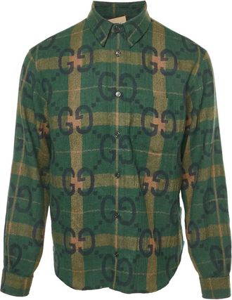 Gucci Camicia con motivo Jumbo GG - Verde