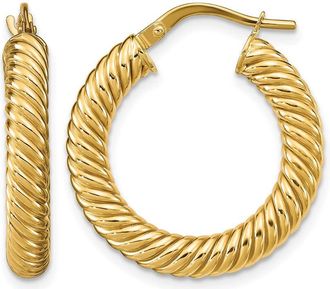Diamond2Deal 14K Yellow Gold Round Textured Hoop Earrings