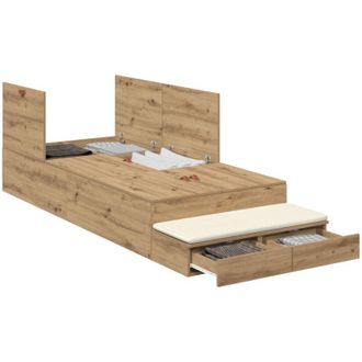 vidaXL vidaXL Storage Bed Frame with Drawer Artisan oak 236.5 x 90 x 31.5 cm