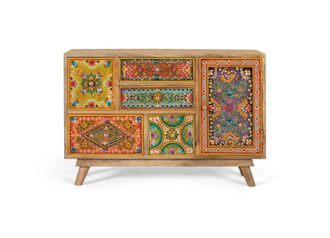 Giner&Colomer C&oacute;moda en madera de mango con 6 cajones multicolor pintados a mano