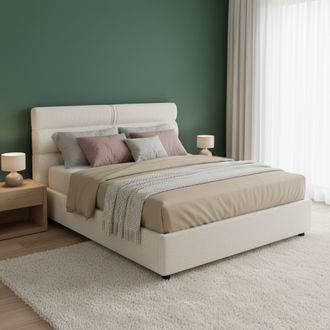 Dmora Cama De Plaza Y Media Briosco, Colch&oacute;n Incluido, Desenfundable, Made In Italy, Con Caj&oacute;n, Beige