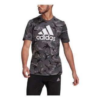 adidas Mens adidas Camouflage Alphabet Large Logo Printing Round Neck Short Sleeve Black T-Shirt GK9951