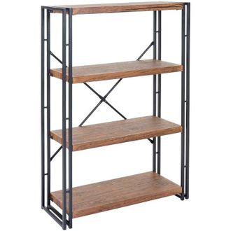 Hhg Librer&iacute;a Hhg 081, Estanter&iacute;a Independiente, Estanter&iacute;a De Sal&oacute;n, 121x80cm Estructura 3d 4 Niveles, Aspecto Roble Silvestre