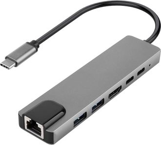 OEM Este Adaptador Concentrador Usb-c 6 En 1 Ofrece Una Soluci&oacute;n Pr&aacute;ctica Para La Transferencia De Datos, Compatible Con Salida Hd 4k, Un Puerto Ethernet 