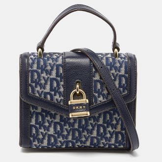 DKNY Dkny Blue Signature Canvas And Leather Top Handle Bag