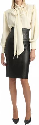 Bardot Revana Satin Tie Neck Blouse In Ivory