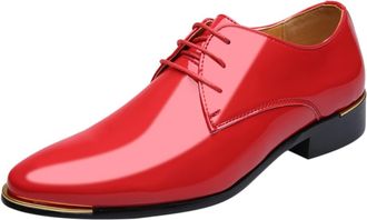 Generic Mens Patent Leather Dress Shoes, Formal Business Shoe Lace Up Mocassins Shoes Pointed Toe Oxfords Shoe Classic Stylish Dress Loafers for Walking in Bu