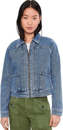 Kut from the Kloth Genevieve Zip Front Jacket With Slant Pockets Womens Coat Admiring : MD, Cotton/Denim/Polyester