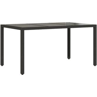 vidaXL Tavolo da Giardino Piano in Vetro Nero 150x90x75 cm Polyrattan - Vidaxl