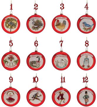 Melrose International Set Of 12 Twelve Days Of Christmas Ornament