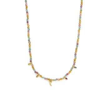 Luxenter ketting in 925 sterling zilver en multicolor zirkonia, afgewerkt in 18 karaat geel goud - Esli