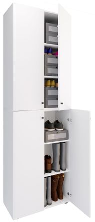 ebuy24 Ebuy24 - Vcm Xl Wood Large Shoe Cabinet Zapato Rack Botas Grandes Muebles De Piso Lona 6 Compartimentos Puertas De Torneado (blanco)