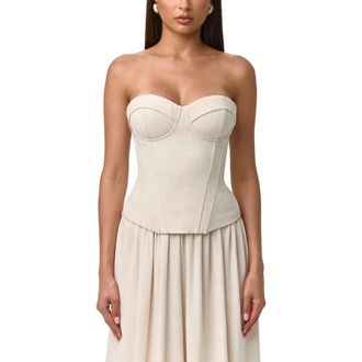 Naked Wardrobe Strapless Suiting Bustier Top in Cream at Nordstrom, Size X-Small