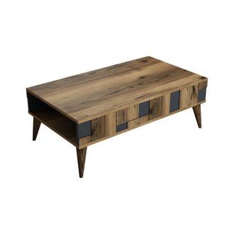 Dmora Mesa de caf&eacute; efecto madera nogal, antracita 105x60 h38 cm