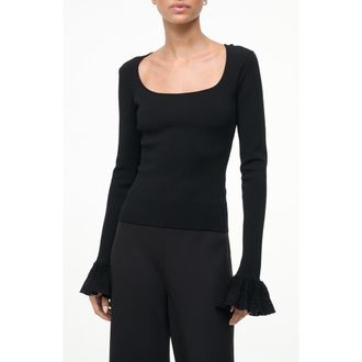 Staud Shelley Frill Sleeve Top in Black at Nordstrom Rack, Size X-Large