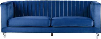 Beliani Sofá de 3 plazas 3 personas de terciopelo azul