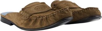 Marni Womens Calfskin Leather Sabot Brown Flats