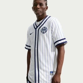 Nike Mens Inter Milan Away Nike Sportswear Baseball Jersey in White | IO3446-100