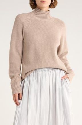 Nordstrom Rack Raglan Sleeve Mock Neck Sweater in Tan Etherea Heather at Nordstrom Rack, Size X-Small