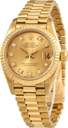 Rolex Pre-owned Rolex Datejust Automatic Diamond Champagne Dial Ladies Watch 69178CDP