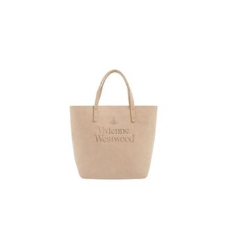 Vivienne Westwood Tote Bags, unisex, Beige, Size: ONE SIZE Studio Shopper Small