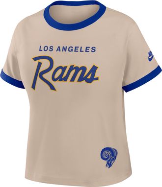Nike Los Angeles Rams Rewind Ringer Mod Nike Womens NFL Cropped T-Shirt in Brown | 04N90IKZ9TV-X5Q