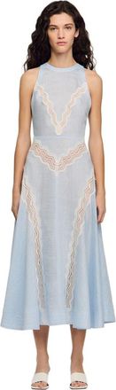 Sandro Maxi dress with lace details in Ciel /Blanc at Nordstrom, Size 36 Eu