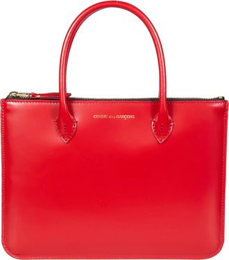 Comme Des Gar&ccedil;ons Vibrant Red Handles Glossy Handbag